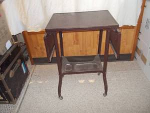 Vintage Metal Typewriter Table with Folding Leaf