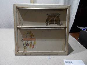 Vintage Metal Two-Tier Bread Box with Fold-Down Door & Floral Detail