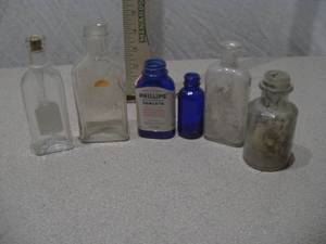 Vintage Apothecary & Medicinal Glass Bottle Collection - Cobalt Blue & Clear