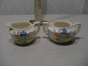 Vintage Floral Porcelain Creamer and Lidded Sugar Bowl Set