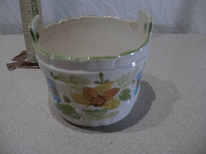 Vintage Hand-Painted Floral Ceramic Planter