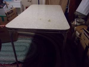 Expandable Vintage Ceramic Top Dining Table with Leaf