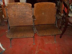 Vintage Two-Seat Folding Theater Bench