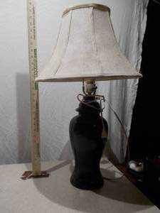 Vintage Black Ribbed Ceramic Table Lamp