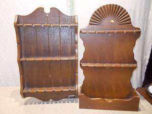 Pair of Vintage Solid Pine Spoon Display Shelves