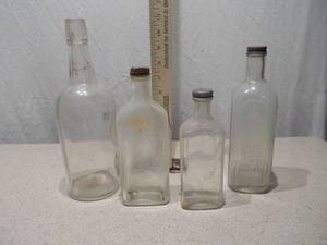 Vintage Glass Liquor and Apothecary Bottles - Lot of 4