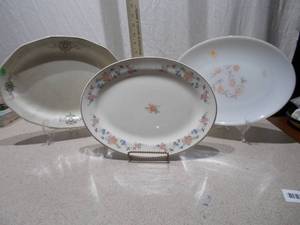 Vintage Floral Porcelain Plates - 3 Pieces