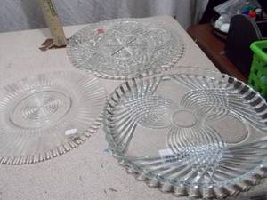 Pressed Glass Serving Set - 3 Pieces