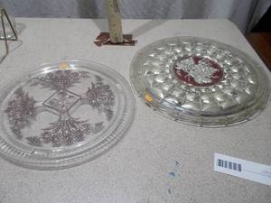 Vintage Ornate Glass Serving Trays - 2 Pieces