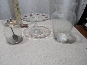 Glass Pedestal Dish & Table Accessories - 3 Pieces