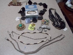 Large Vintage Jewelry & Accessory Lot - Statement Necklaces, Articulated Brooch & Cuff