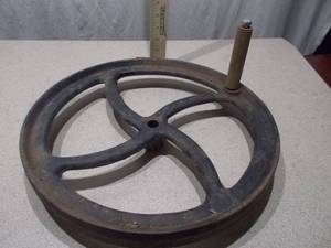 Vintage Cast Iron Flywheel  Industrial Pulley Wheel