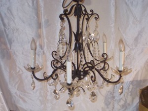 St. Peter Doctors Estate 5-Light Ornate Wrought Iron & Crystal Chandelier