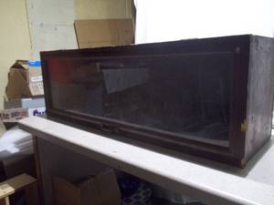 Vintage Wooden Tabletop Display Case with Glass Panel Door