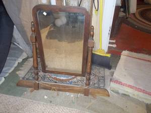 Vintage Wooden Tabletop Swing Mirror  Dresser Mirror