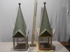 Pair of Decorative Metal Architectural Birdhouses