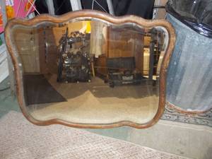 Vintage Ornate Gold-Tone Scalloped Wall Mirror