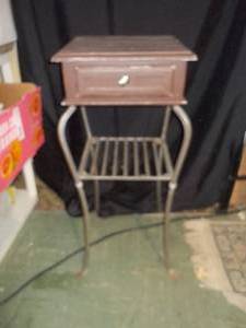 Industrial Style Metal & Wood Single Drawer Side Table