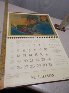 Vintage 1987 Large Format Historical Map Style Calendar - Mint B&B Archive Condition