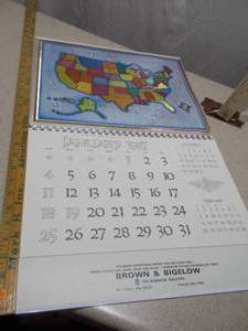 Vintage 1984 Brown & Bigelow Picture Calendar  Hubert & Bruning Imprint  U.S. Map Artwork  Mint B&B Archive Condition