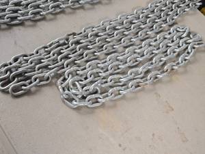 Lot of (2) Galvanized Steel Chains 38x1.75x1 (outide) x 7 and 10
