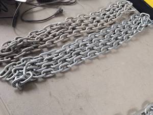Lot of (2) Galvanized Steel Chains 38x1.75x1 (outide) x 10