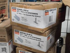 Lot of (2 Boxes) Simpson Strong Tie 5 12 7-GA Kneewall Clip Stiffeners RCKW5.5S-R10 10-count ( 20 total items )