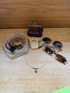 lot 36 image: Aarikka Necklace, Sunglasses, Sewing Kit, Compact and Mirror