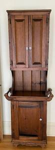 lot 48 image: Rustic Wooden Cabinet with Shelves and a towel racks