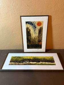 lot 59 image: Framed Cityscape Prints - Urban Skyline Duo (Lot of 2)