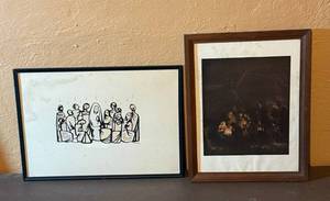 lot 62 image: Framed Religious Art Prints  (Lot of 2)