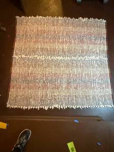 lot 63 image: Area Rug - Striped Multicolor with Fringed Edges