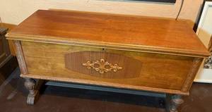 lot A-72 image: Lane Furniture Co. Carved Front Trunk Chest - Altavista, VA