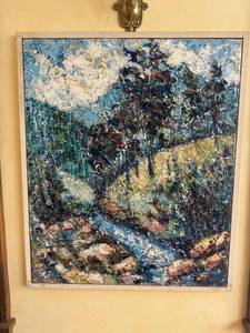 lot 94 image: August Molder Abstract Landscape Painting - Thick Impasto on Canvas
