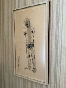 lot 113 image: Original Ink Figure Sketch - Signed Framed Figure Study