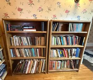 lot 133 image: Pair of 5-Shelf Wooden Bookcases - Books Not Included