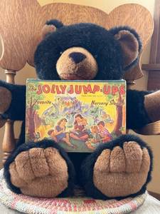 lot 138 image: Large Teddy Bear, McLoughlin Bros. The Jolly Jump-Ups Favorite Nursery Stories - 1912 Vintage Childrens Book