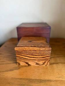 lot 145 image: Keepsake Boxes Pair - Light Oak & Dark Brown Finishes