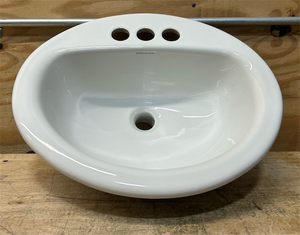 lot 84 image: Mansfield 251-4 Alto II 19 Vitreous China Drop in Bathroom Sink with 3 Faucet Holes at 4 Centers and Overflow White Sinks Bathroom Sinks Sinks Only