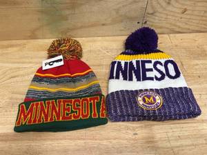 lot 97 image: Minnesota sports pom-pom winter hat (lot of 2)