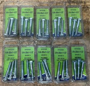lot 268 image: Needa 441030A 14-20x1-12  Grade 5 Hex Head Cap Screws lot of 10