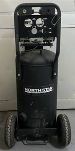 lot 278 image: NorthStar Portable Electric Air Compressor, 2 HP, 20-Gallon Vertical Tank, Super-Quiet Operation, Oil-Free Pump, 5.4 CFM  90 PSI #99306
