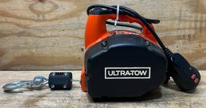 lot 340 image: Ultra-Tow Portable Electric Winch, 120V, 1100-Lb. Horizontal and Vertical Capacity, Steel Cable, Brushless Motor #5689273 Msrp $224.99