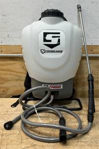 lot 345 image: Strongway 4-Gallon, 18V Li-Ion Never Pump Backpack Sprayer Kit, Tool, #113767 Msrp $199.99