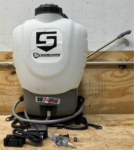 lot 346 image: Strongway 4-Gallon, 18V Li-Ion Never Pump Backpack Sprayer Kit #113767 Msrp $199.99