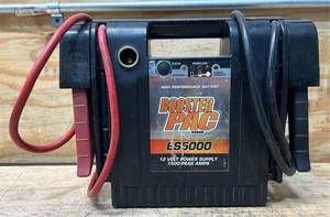 lot 349 image: Booster PAC Industrial-Grade 12 Volt Jump Starter and Power Source, 1500 Peak Amps, Model# ES5000 #167764 Msrp $219.99