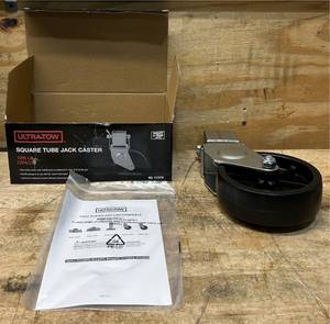 lot 358 image: Ultra-Tow Square Tube Jack Caster, 6in. Dia., 1200-Lb. Capacity #113374 Msrp $32.99