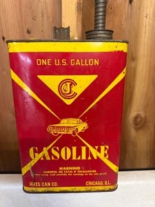 Vintage Stancan brand one-gallon gasoline can was manufactured by the Jayes Can Co. in Chicago, Illinois