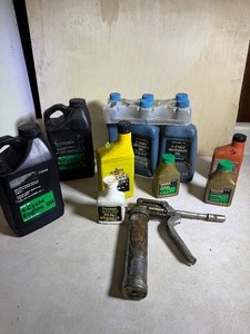 Grease gun and 2 and 4 cycle engine and outboard oils