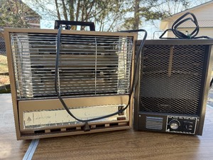 Two vintage Arvin space heaters. one powers up , other needs a new cord. otherwise great , classic , space heaters